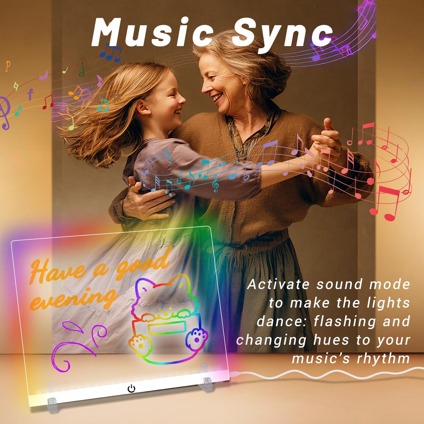 LED Drawing Board Control by APP/Remote/Music Syn/Touch Button, Doodle Glow, Acrylic Dry Erase Board with LED Light, Glowing Memo, Ideal for Office/Home/Outside/Adult/Kids