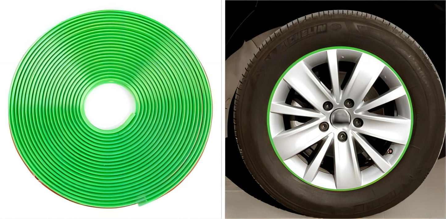 LXQTAO Car Wheel Decorative Strip - Tire Safeguard Ring, Impervious Hub Defender, Adhesive Decoration Line Stickers, Car Modification Accessory (26.25 Foot) (Green)