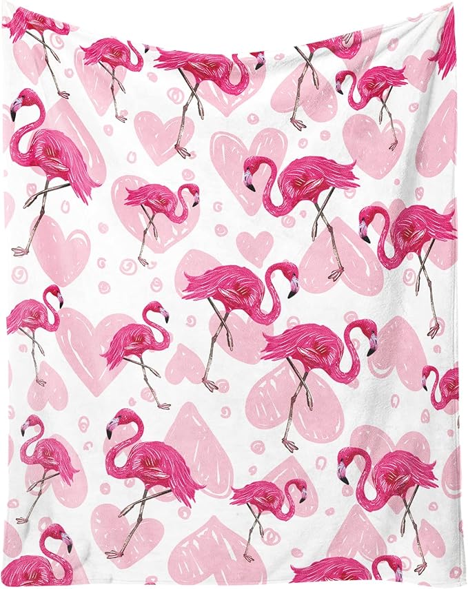 Flamingo Blanket Gifts - 30 x 40 Inches Cute Flamingo Throw for Girls - Light Pink Soft Fuzzy Plush Blankets for Couch