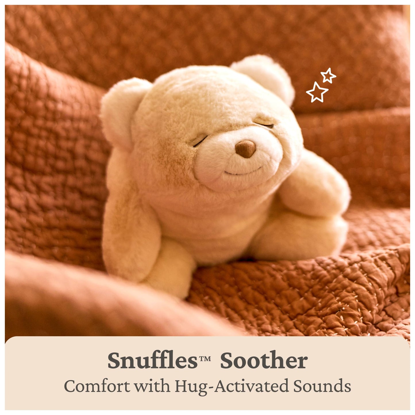 GUND Baby Snuffles Soother, Premium Teddy Bear Sensory Toy and Sleep Aid for Babies, Stuffed Animal for Ages 0 and Up, White/Cream, 9”