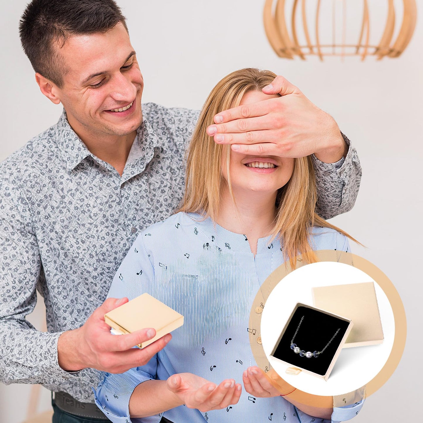 Thinp 2 Pcs Small Jewelry Gift Box, Cardboard Jewelry Boxes with Lids Bracelet Earring Necklace Gift Box for Birthday Xmas Christmas Wrapping (Brown)
