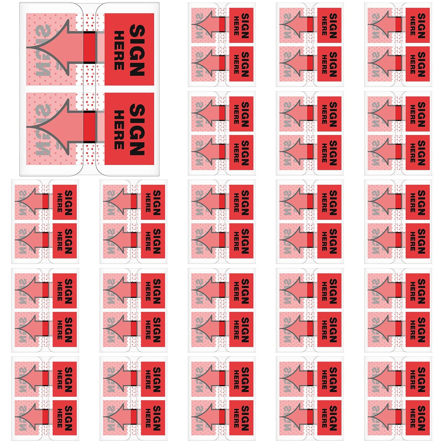 Jutom 25 Pack/ 1250 Pcs Sign Here Tabs 1 Inch Sign Here Post Stickers Flags Date Tabs Stickers with Dispenser Arrow Flag Easy to Post for Office Book Annotation Kit(Red)
