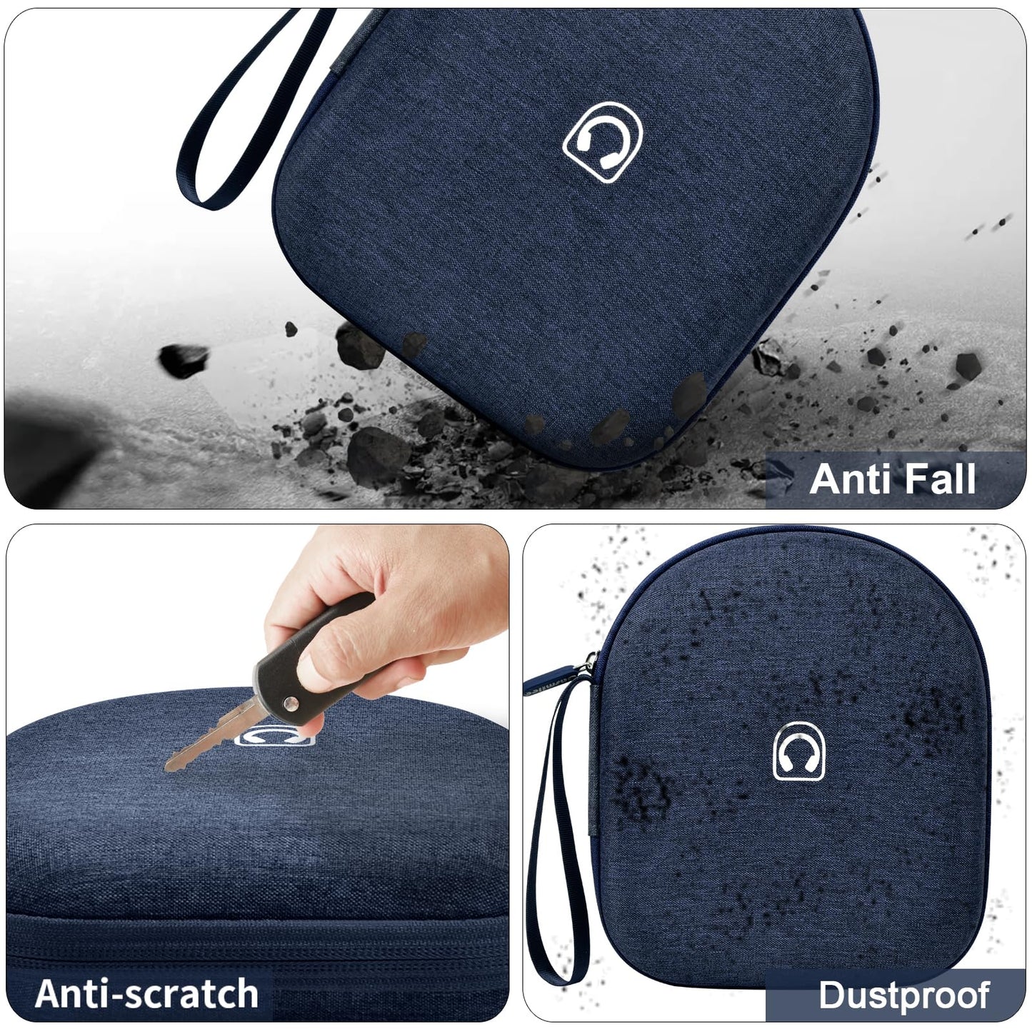 Protective Hard Shell Headphone Case for Sony WH-CH520/ WH-1000XM4, for JBL Tune 720BT/510BT, Shockproof Travel Storage Bag with Mesh Pocket, Earbud Carrying Pouch for Gym, Office, Commute (Box Only)