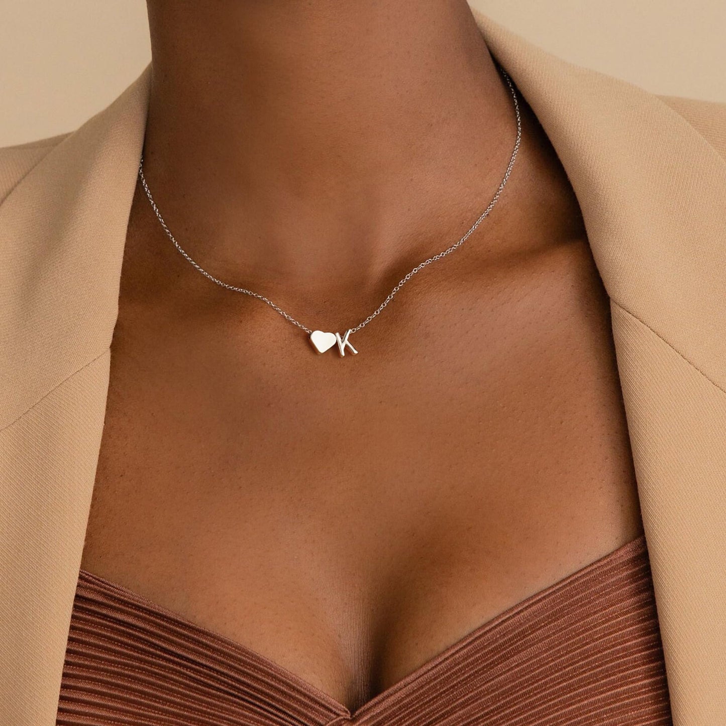 Turandoss Heart Initial Necklaces - Trendy, Dainty Initial Necklaces, Tiny Silver Mothers Day Gifts for Women