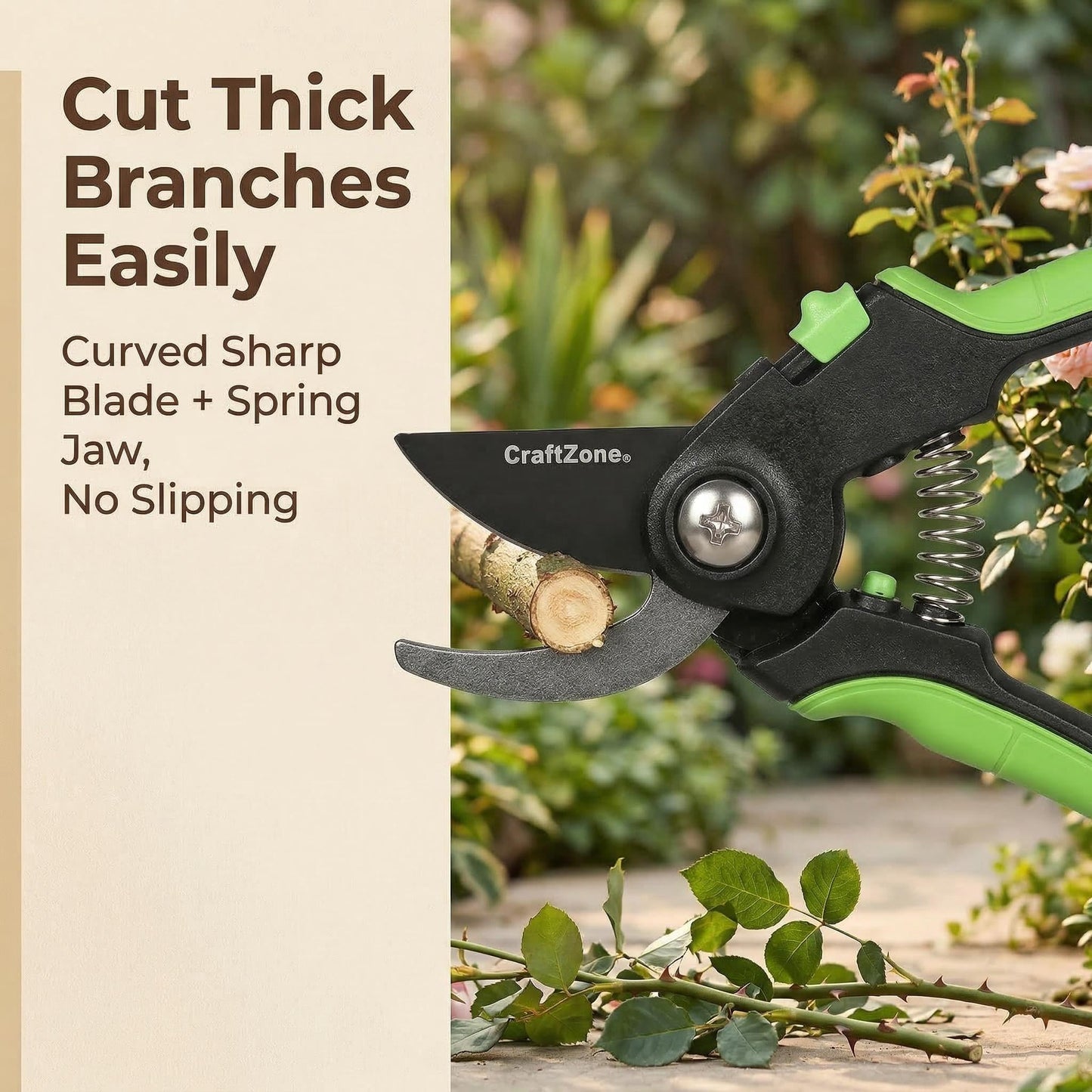 CRAFTZONE Garden Pruning Shears 2 Pack 8" Bypass Plant Shears & 6.25" Advanced Garden Scissors Garden Hand Tools for Trimming Flowers Cutting Plants Gathering Fruit