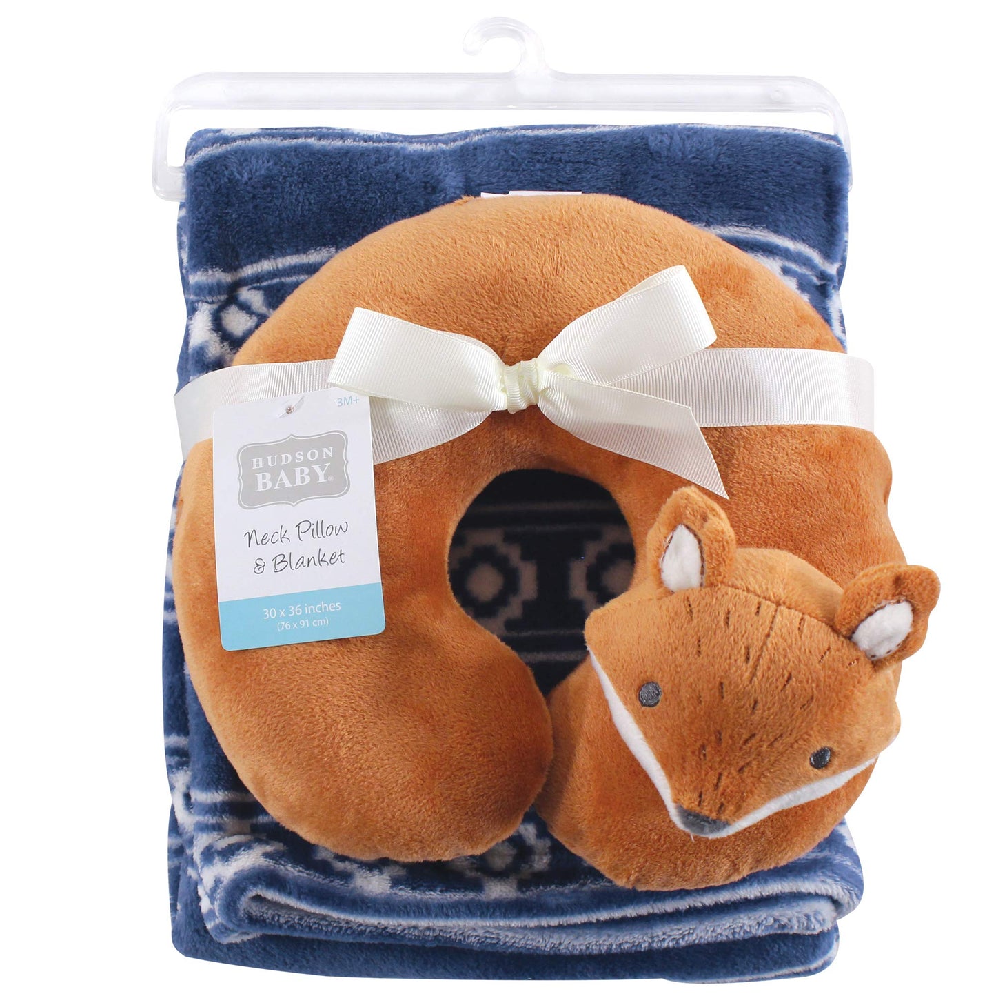 Hudson Baby Unisex Baby Neck Pillow and Plush Blanket Set, Modern Fox, One Size