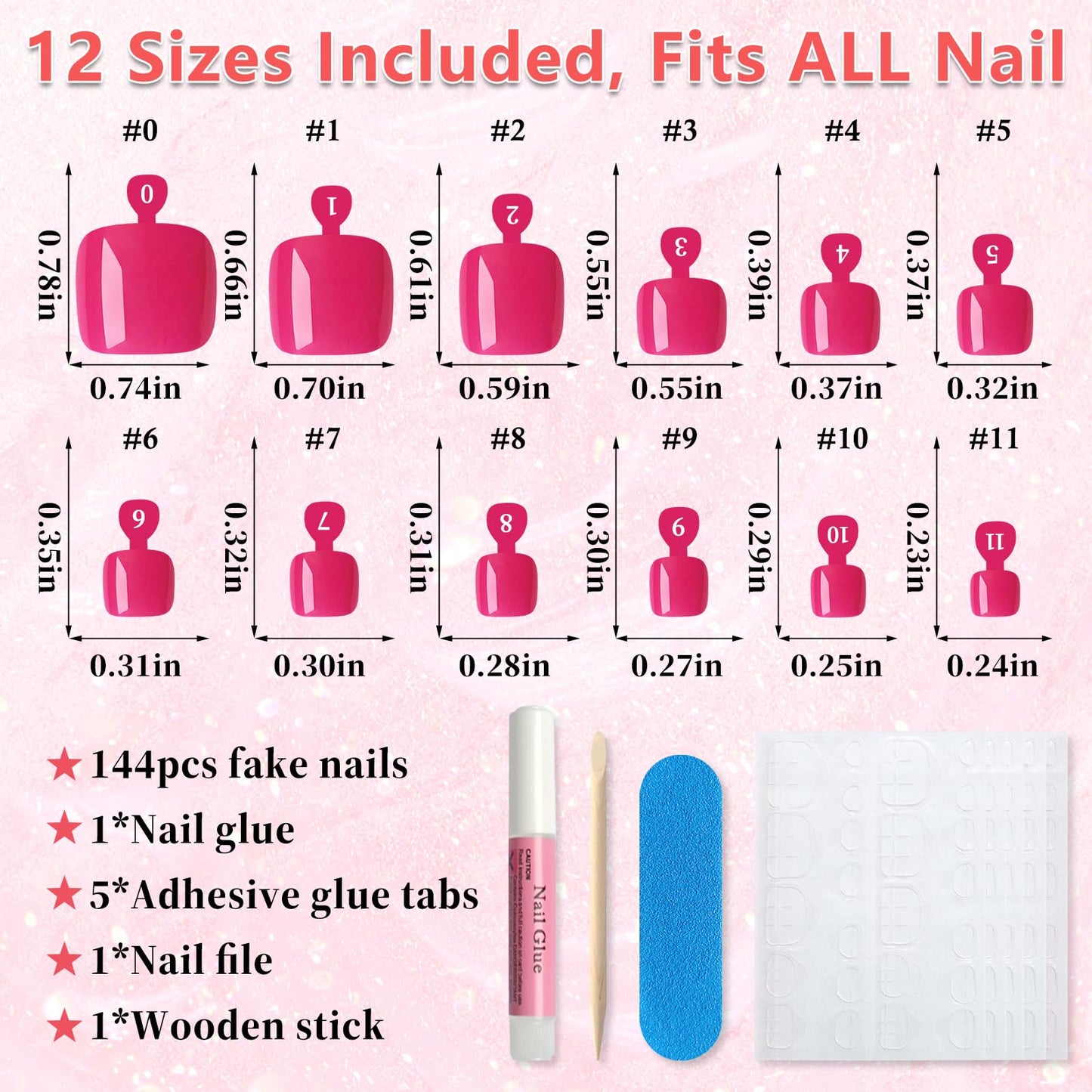 EternalClassic 144pc Press on Toenails for Women Toe Nail Press ons Short Square with Glue&Jelly Glue, Purplr Red Fake Toe Nails Glue on Toe Nails, Full Cover Acrylic Artificial Toe Press on Nails