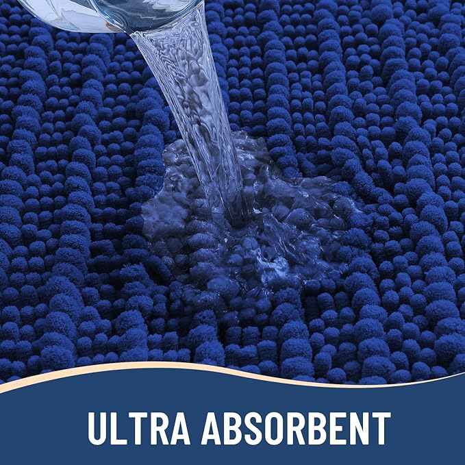 Arotive Luxury Chenille Bathroom Rug Mat, Extra Soft Thick Absorbent Shaggy Bath Rugs, Non-Slip Machine Wash Dry, Plush Bath Mats for Bathroom, Shower and Tub, 30x17, Royal Blue