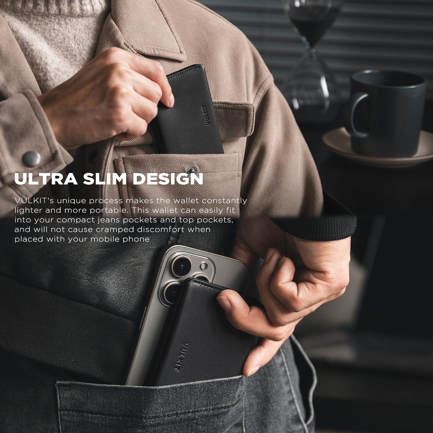 VULKIT Slim Minimalist Card Holder RFID Blocking Leather Credit Card Holder Front Pocket Wallet Magnetic Closure