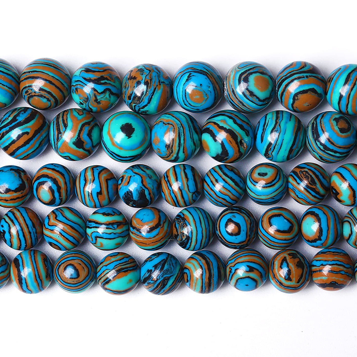 90PCS 8mm Blue Malachite Stone Beads Round Loose Gemstone Beads for Jewelry Making DIY Bracelet Necklace 32" 2 Strand,Energy Stone Healing Power