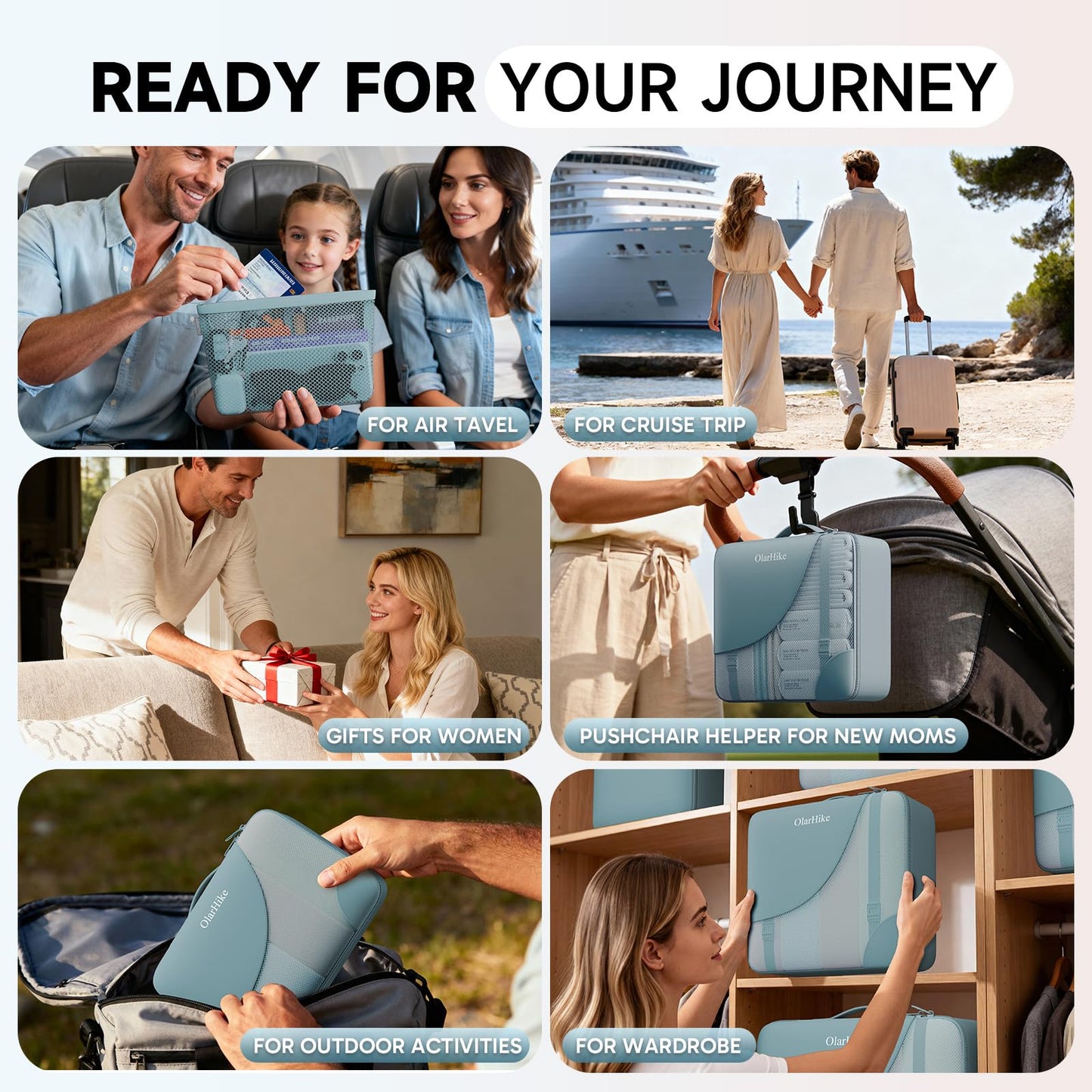 11 Set Packing Cubes for Travel, Gifts for Women Mom,Anti-Tearing Suitcase Organizer,OlarHike Vacation Essentials & Accessories for Cruise Ship