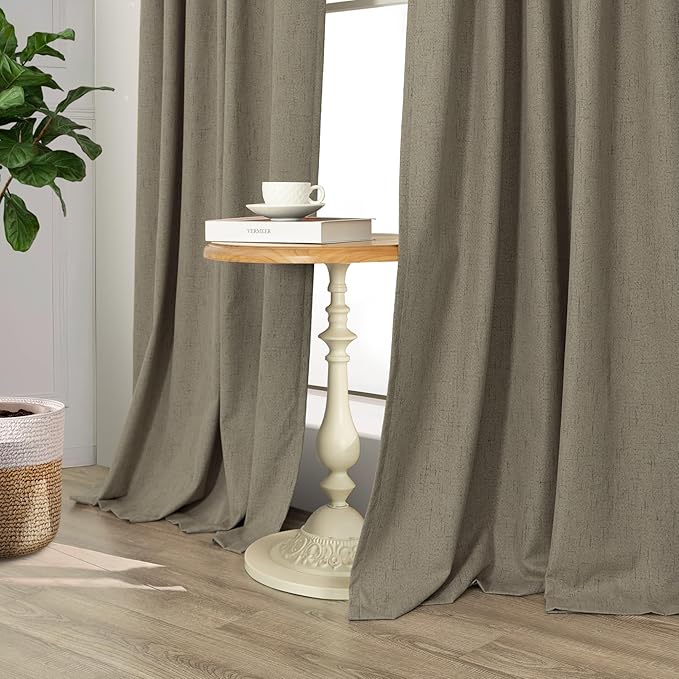 Pitalk 108 Inch Curtains 2 Panel Set Burg Modern Earthy Earth Tone Decorative Dark Out Taupe Curtain for Bedroom Heat Cold Blocking Window Coverings 9ft High Ceiling Drapes for Living Room Back Tab
