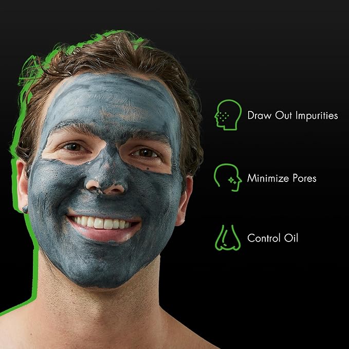 Tiege Hanley Detoxifying Facial Clay Mask for Men, Deep Pore Cleansing Charcoal Face Mask With Natural Kaolin Clay and Aloe, Absorbs Oil & Reduces Appearance of Pores, Men’s Skin Care, 2 Oz, 2 Pack