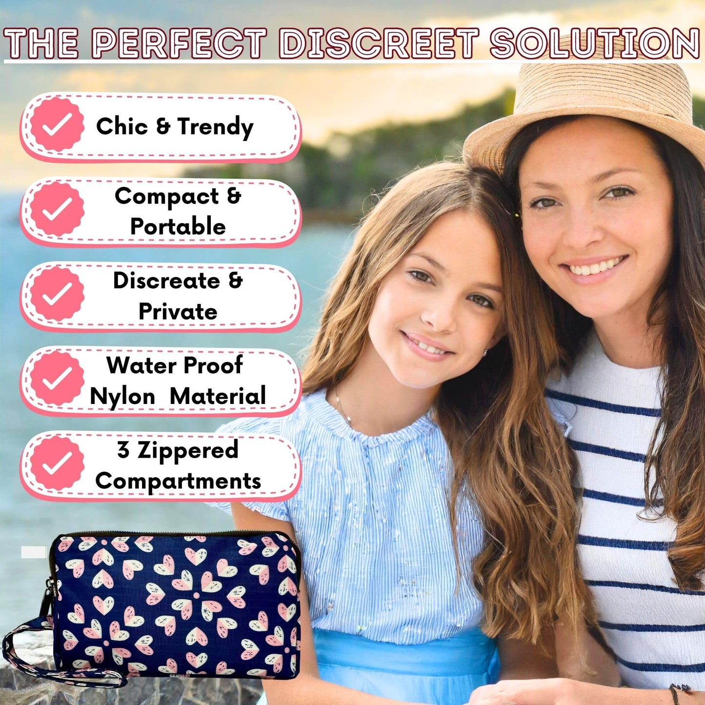 Mark and Lola’s First Period Pal Pack Gift Box | First Period Kit for Tweens & Teens | Pads, Panty Liners, Confidence-Boosting Essentials, First Period Gift Box & Discreet Bag (Hearts)