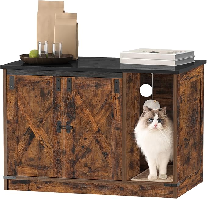 Hzuaneri Cat Litter Box Enclosure, Hidden Litter Box Cabinet Furniture