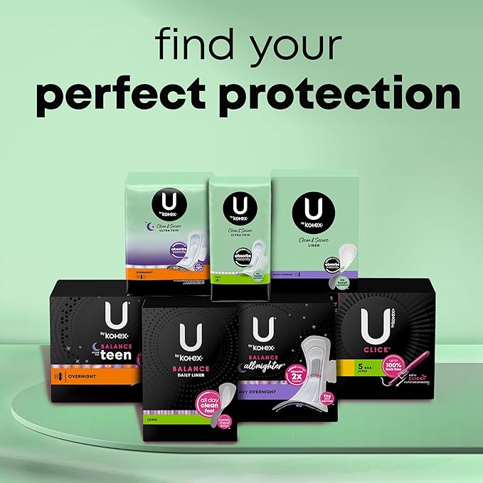 U by Kotex Panty Liners, Clean & Secure, Light Absorbency, Extra Coverage, 112 Count (Packaging May Vary)