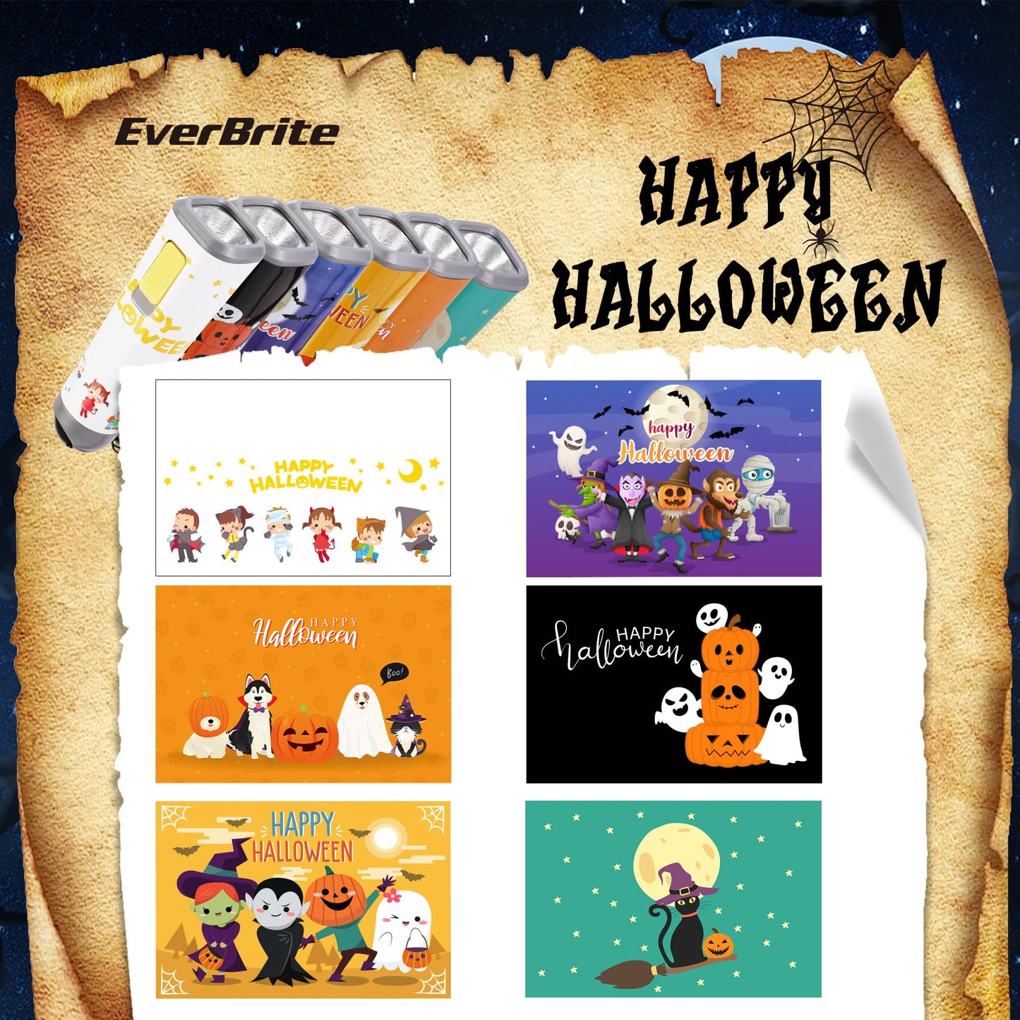 EverBrite 6-Pack LED Flashlights Halloween Gifts, Mini Flash Lights Handheld Torch with Lanyard, 18 AAA Batteries Included, Mixed Color