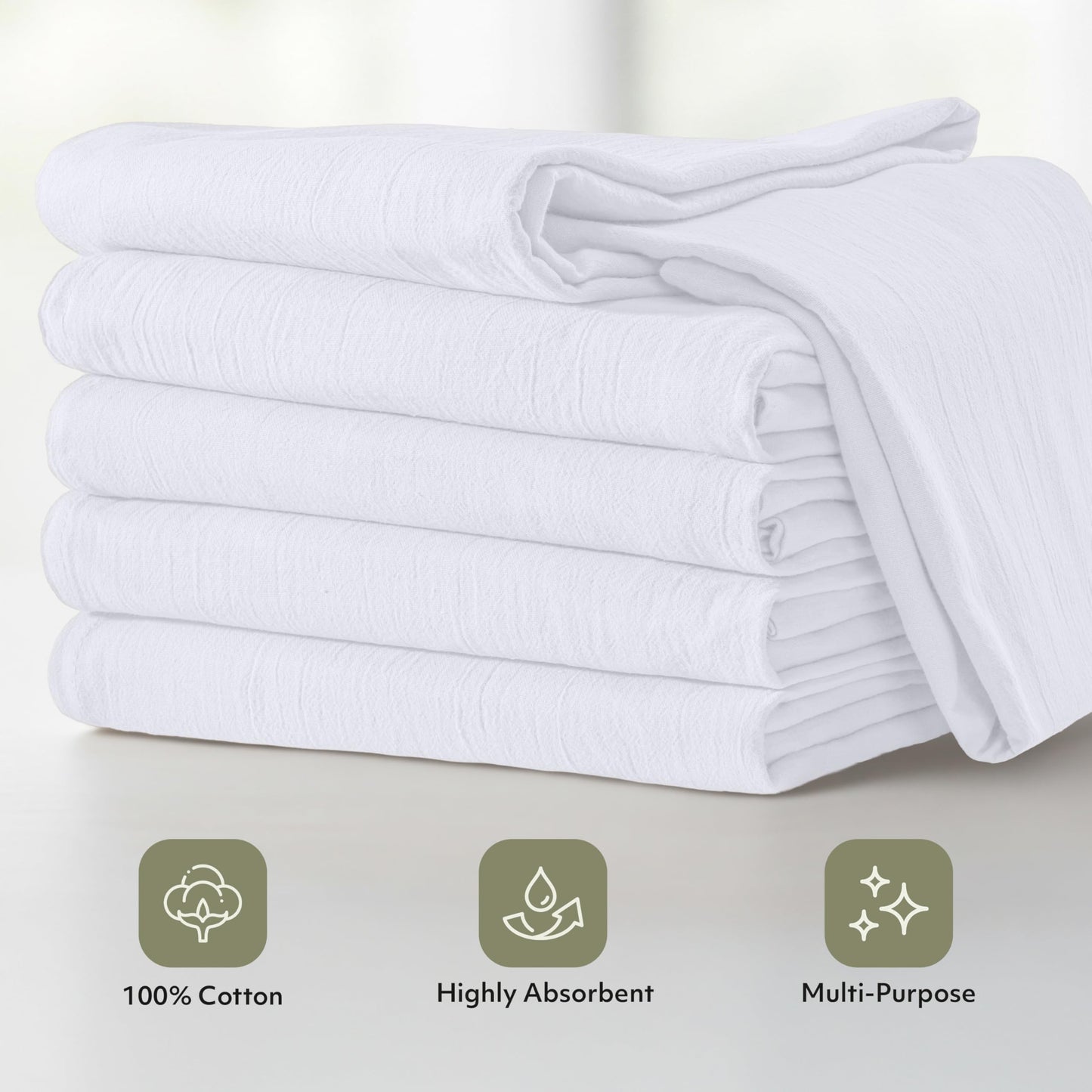 Utopia Kitchen White Flour Sack Towels [12 Pack - 28 x 28 Inch] 100% Cotton Tea Towels for Cleaning & Drying - Highly Absorbent Kitchen Dish Cloth