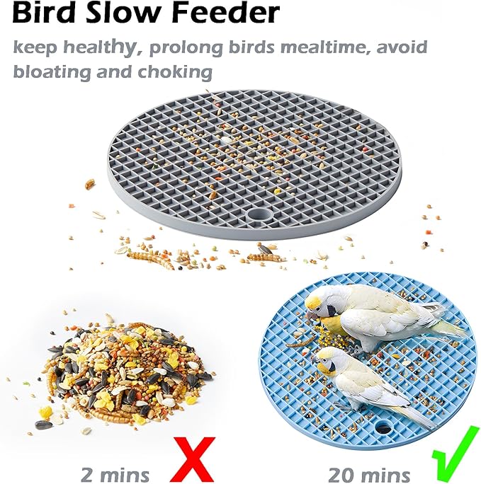 Jevnd 2Pcs Bird Foraging Toys, Slow Feeder Mats for Health, Dishwasher-Safe