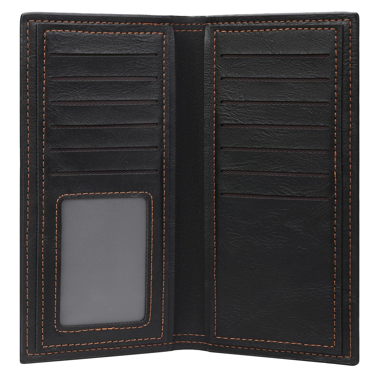 FALAN MULE Long Wallet for Men Leather Bifold Card Holder Slim Wallet with ID Window