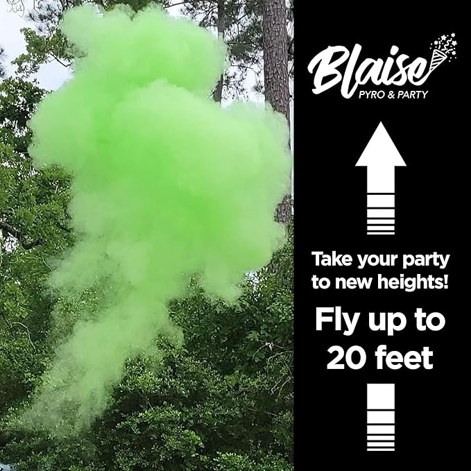 Blaise Pyro & Party Powder Poppers - Colorful Cannons for Birthdays, Weddings, Anniversaries, & More – Designed to Break Down Naturally, Easy to Use for Photoshoots & Celebrations - 16", 2 Pack, Green