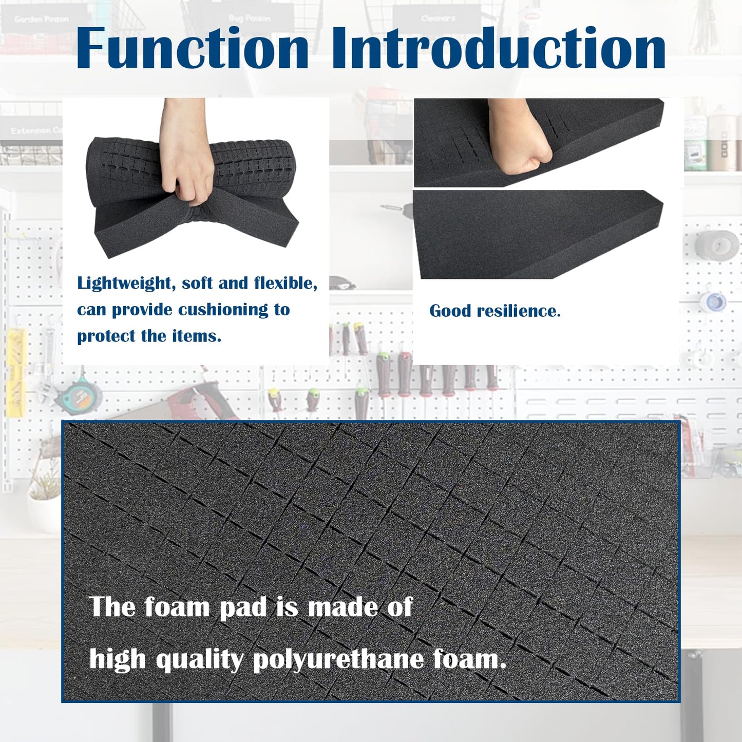 4 Pcs Pick and Pluck Foam 16 x 12 x 2 Inch, Foam Inserts For Cases, Gun Case Polyurethane Foam Sheet for Toolboxes, Storage Drawer, Camera Storage, Game Box, Crafts (16"x12"x 2", 4Pack)
