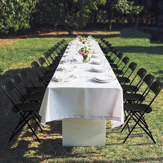 12 Pack Black Plastic Folding Chairs, Portable Party Chairs, Stackable Commercial Seats with Steel Frame for Home Office Wedding Party Indoor Outdoor Events Chairs, 350lbs Capacity