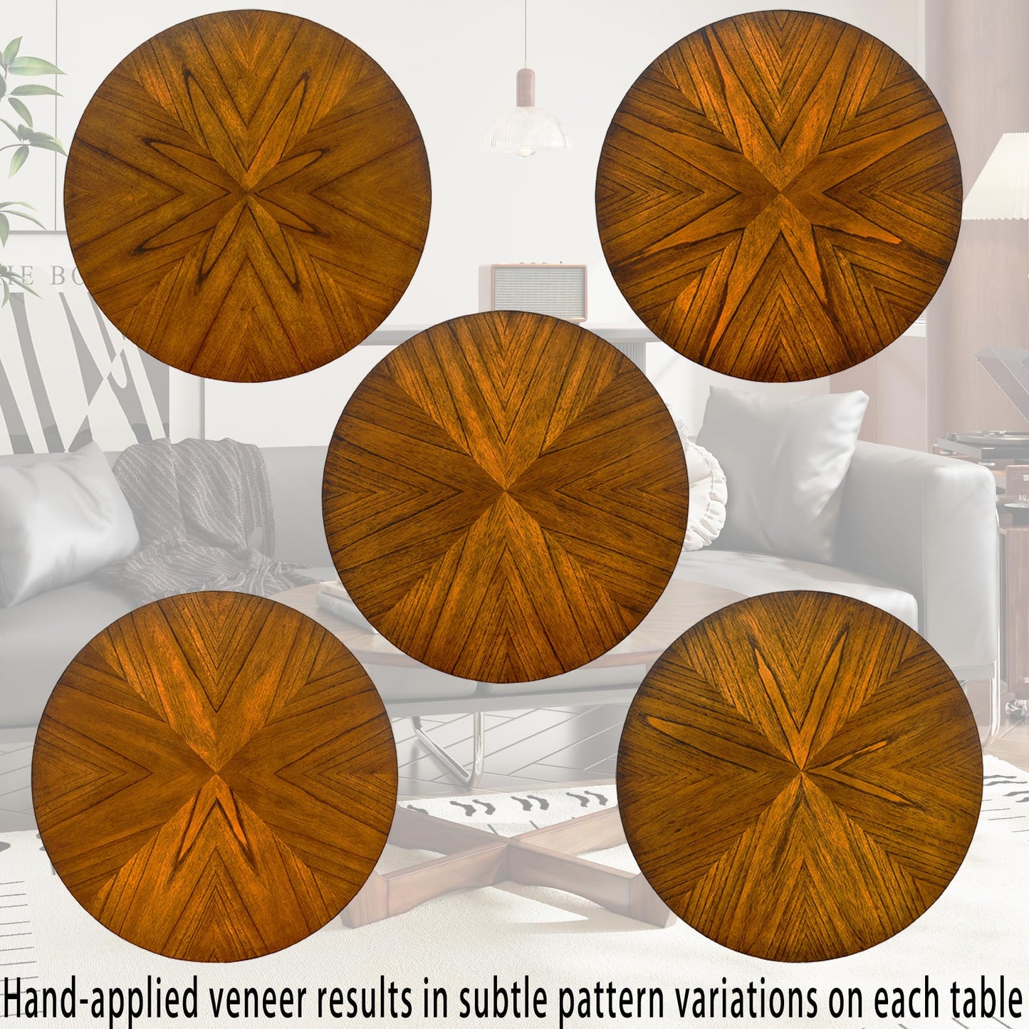 LEEMTORIG Mid Century Modern Round End Side Table Living Room, Walnut End Table Solid Wood Side Table, 23.6" Dia. Large Drum End Table Circle Nightstand Bedroom, Easy Assembly, Brown Walnut CJZ-3223