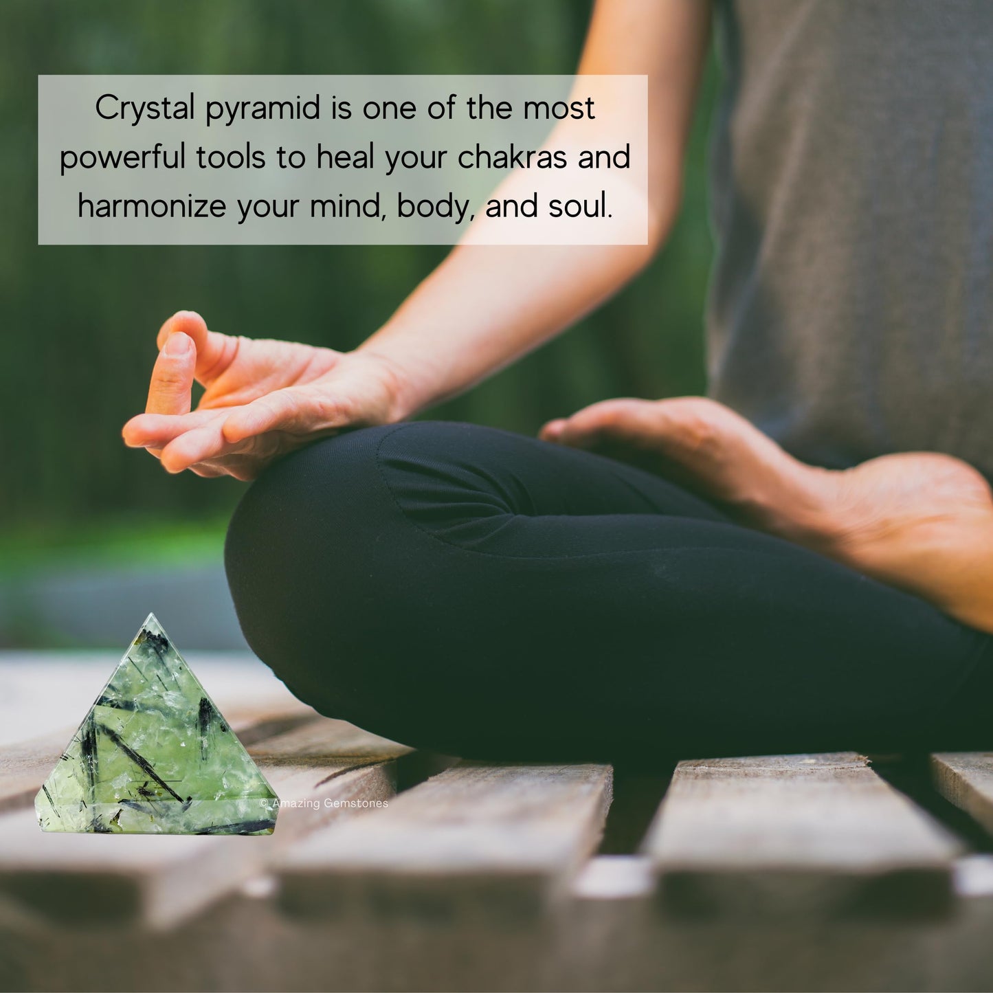 Prehnite Pyramid Crystal Healing Stones - 1.5" Great Pyramid Figurine of Natural Stone Pyramid for Meditation, Reiki, Chakra Balancing and Crystal Pyramids Grid