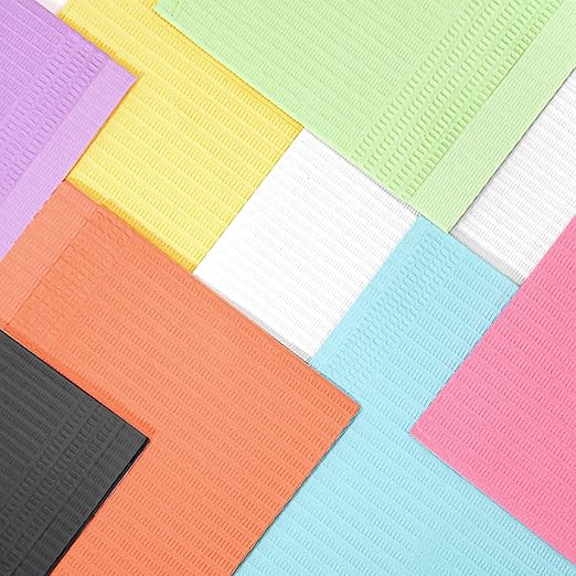 JMU 125 Pack Dental Bibs, Pink Dental Bibs Disposable 3-Ply, 13" x 18" Patient Bibs Medical Tray Covers