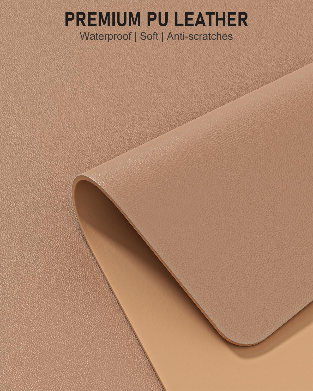 Niniubye Desk Pad, 35.5" x 17" PU Leather Non-Slip Desk Mat Large Mouse Pad for Desktop, Waterproof Laptop Computer Writing Mat for Office, Home, Work, Gaming, Champagne Gold