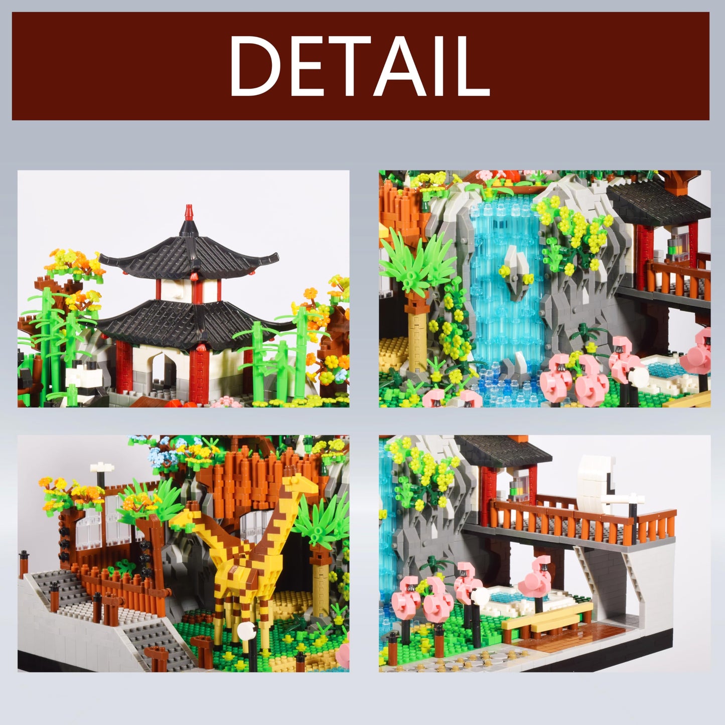 Zoo Micro Building Blocks Set with Giraffe Panda Flamingo 5000PCS for Adults or Teens Ages of 14+, Animals Park DIY Modle Kit in Living Room or Office Decorative Items, Collection Model for Lovers