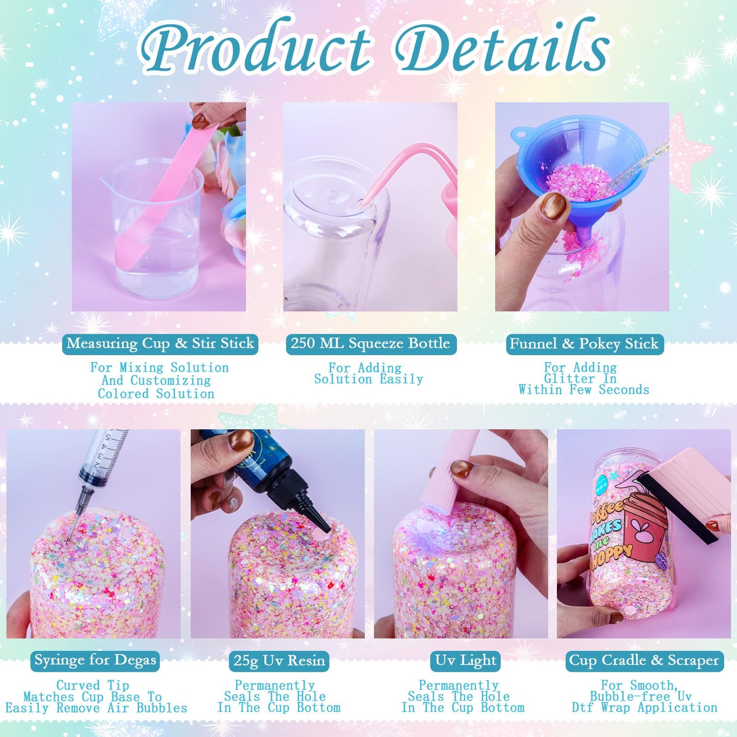Snow Globe Tumbler Starter Kit DIY Tools, Snow Globe Cup Supplies Craft Too Set, Cups are Not Included