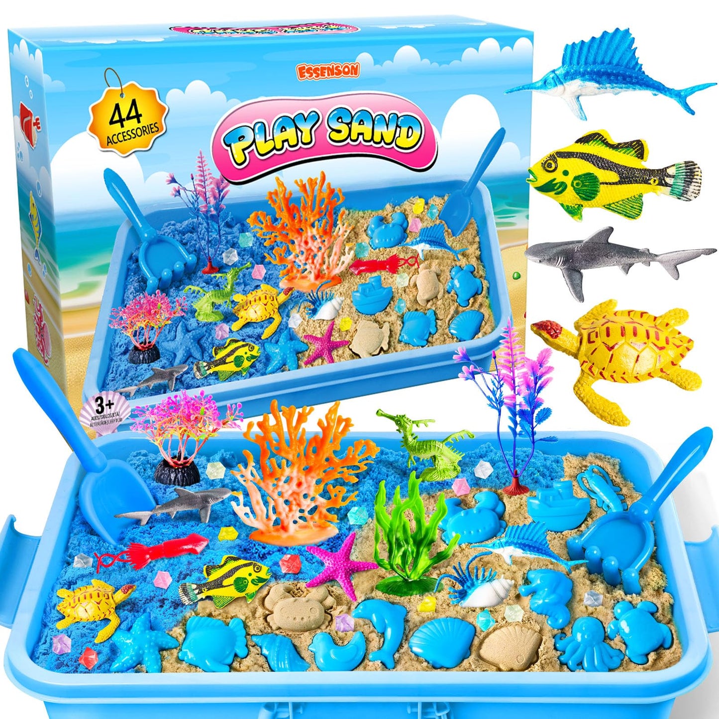 Sensory Bin, Ocean Kit with Sensory Sand, Play Sand Pretend Play Beach Toy, Sandbox for Girls and Boys