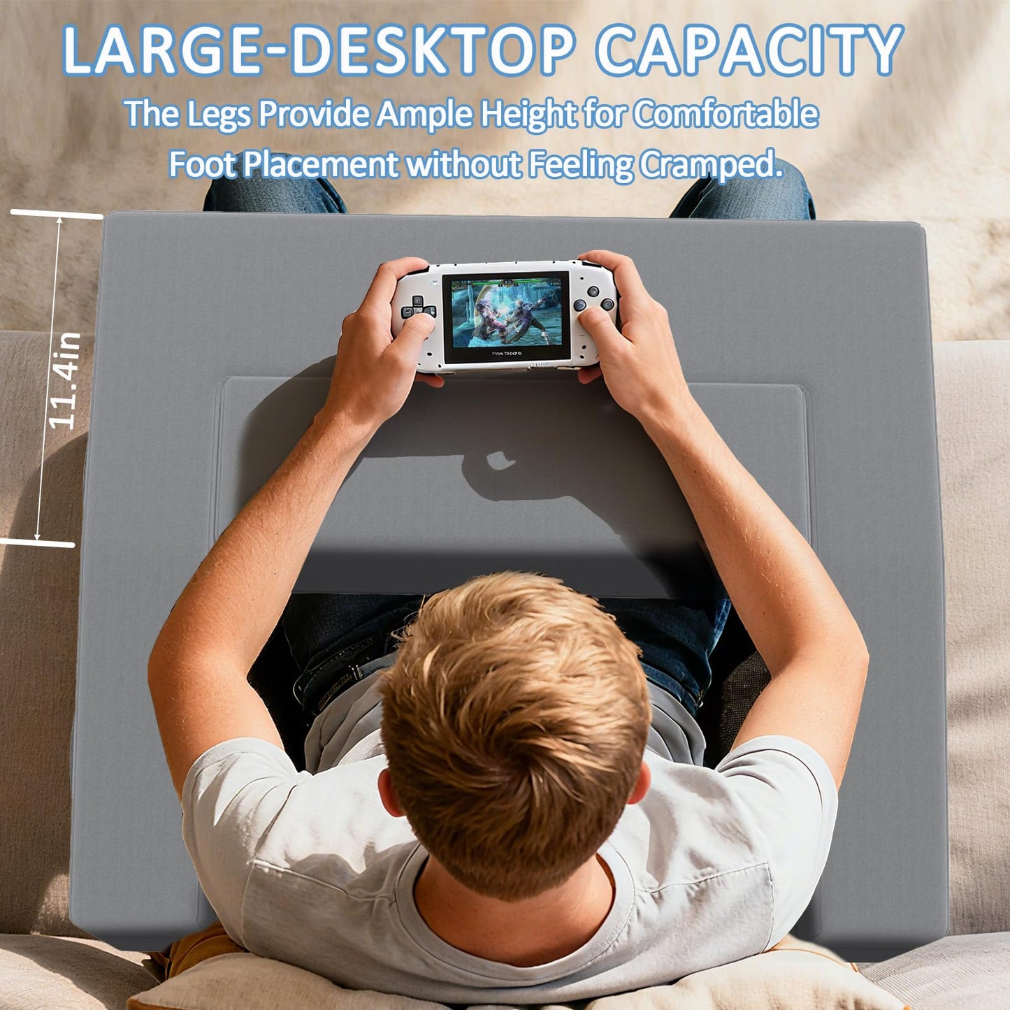 FURNAWAY Lap Desk Pillow with Removable Cover Adjustable Angle Gaming & Machine Washable Reading Pillow for Adults Multipurpose Laptop Bed Tray with Arms for Working