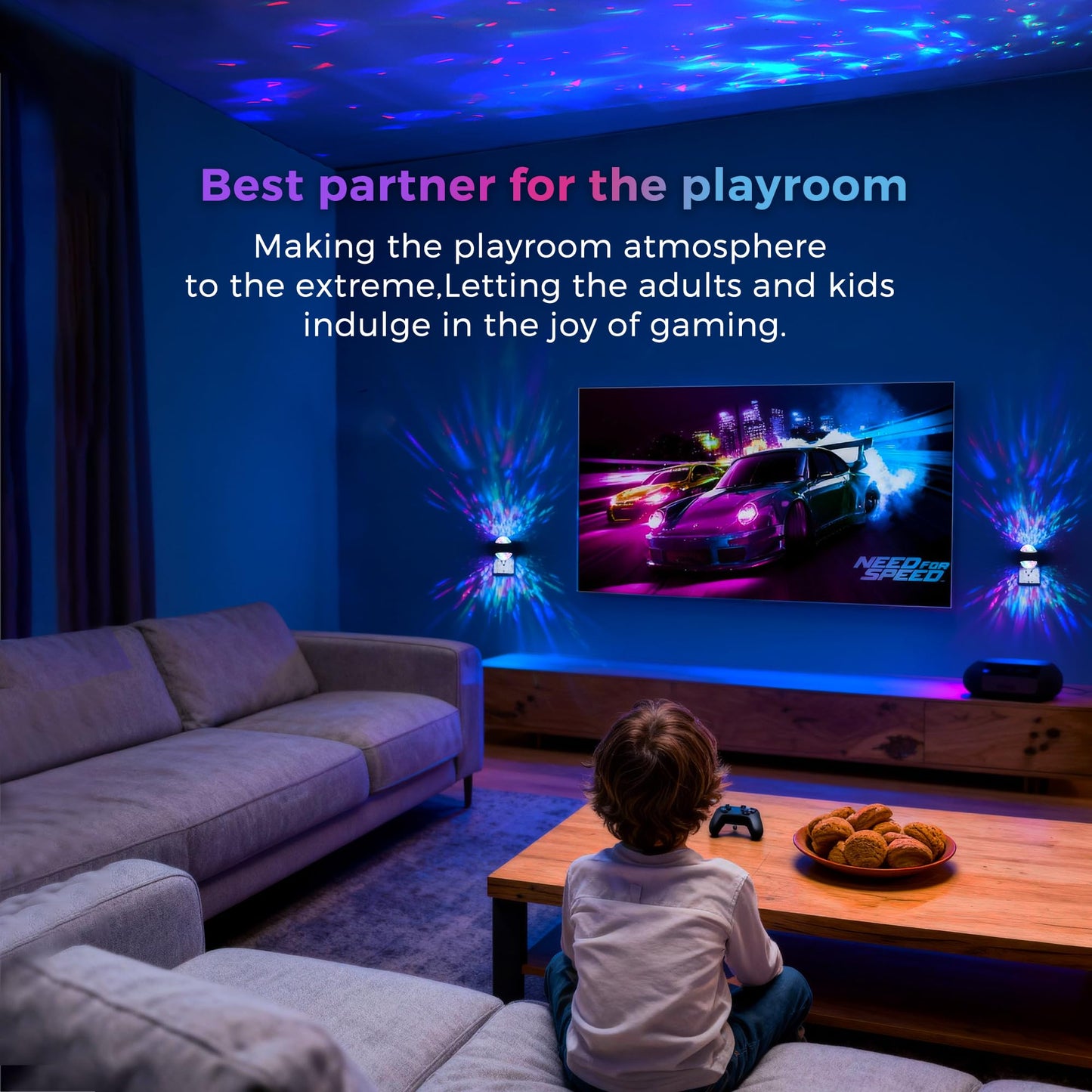 L LOHAS LED Projector Night Light,2 Pack Plug in Night Light with Light Sensor,Multi-Color Nightight for Kids Playroom Christmas Party Gift