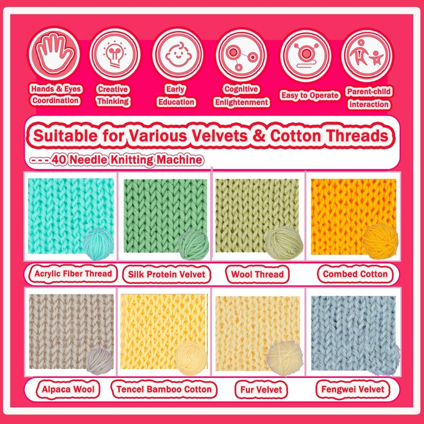 PKYOHYI Sentro Knitting Machine, Sentro 40 Needles Knitting Machine Automatic Circular Weaving Spinning Knitting Loom Machine Kit for Adults and Beginners for Scarf, Hats, Sweater, Kintting Toys