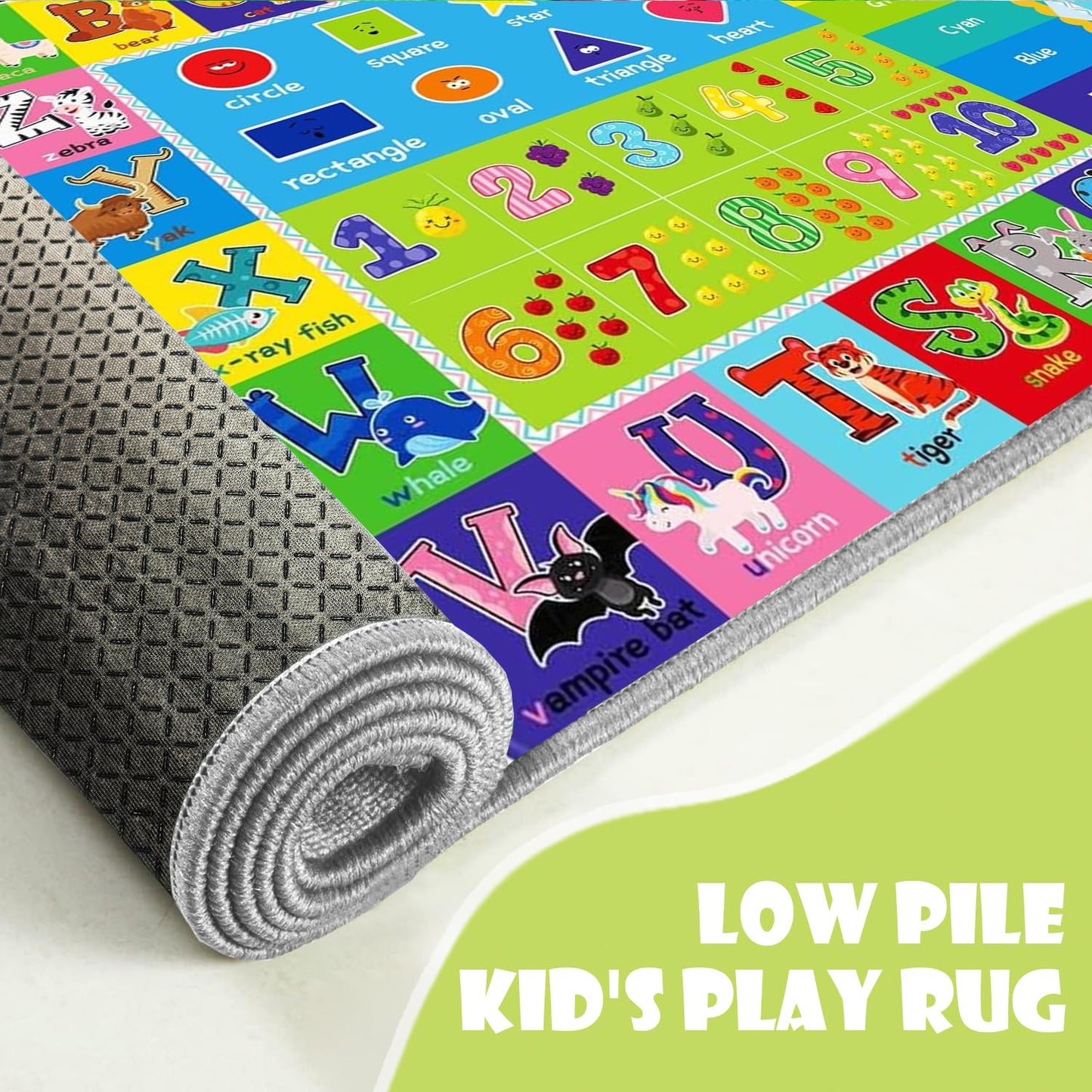ABC Play Carpet for Kids – Extra Large Preschool Rug with ABCs, Numbers, Animals, and Colors for Playroom & Classroom - (78.7X59 Inches)