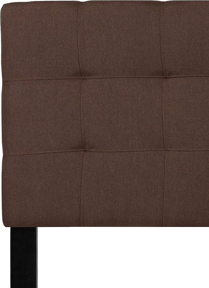 EMMA + OLIVER Quilted Tufted Queen Size Headboard in Dark Brown Fabric