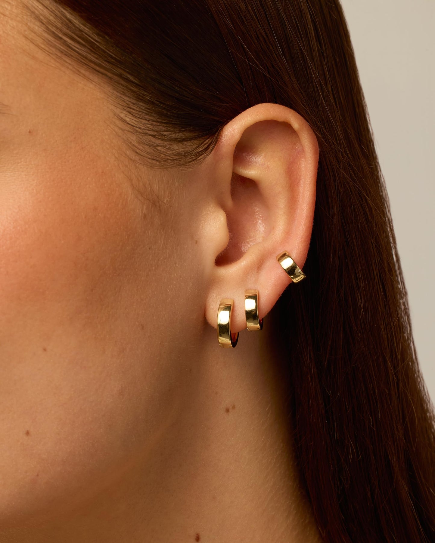PAVOI 18K Yellow Gold Plated 925 Sterling Silver Posts Four Pairs Small Hoop Earrings for Women - Chunky Huggie Earscape Piercing Pack - Trendy Gold Hoop Earrings Set