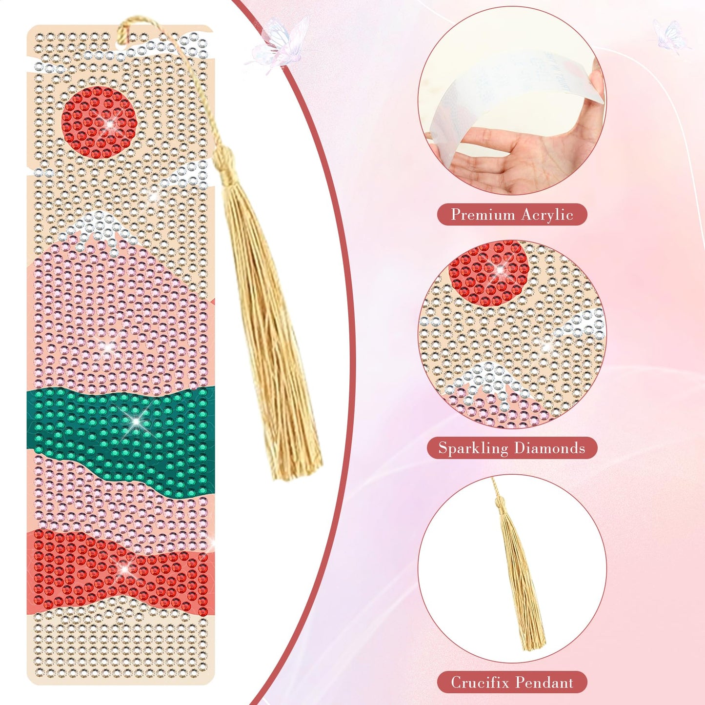 Boho Diamond Art Bookmarks Kit - DIY Diamond Painting Bookmarks with Sun and Moon Mountain Painting Kits for Making Beginner Kids Adults