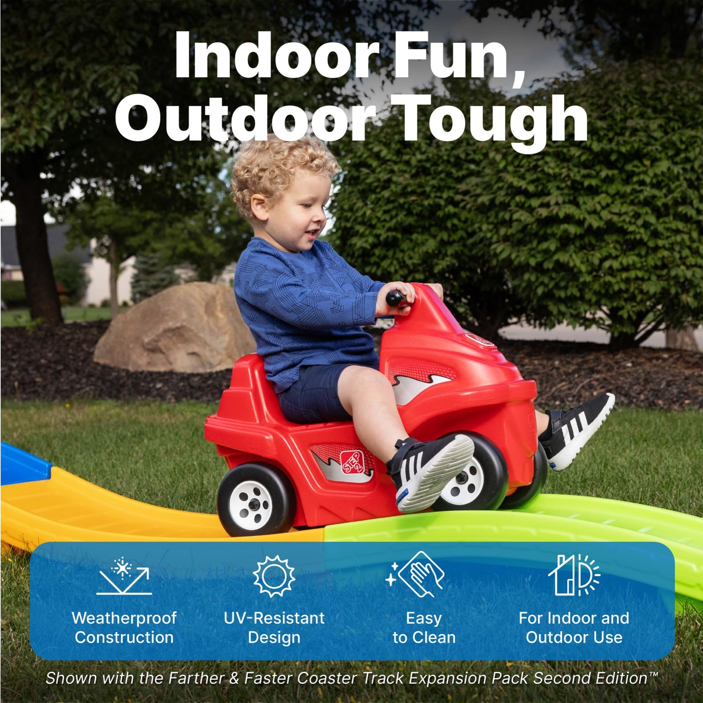 Step2 Up & Down Roller Coaster Kids Ride On Toy, Push Car, Indoor/Outdoor Playset, Made of Durable Plastic, Max Weight 50 lbs., For Toddlers 2-5 Years Old, Multicolor
