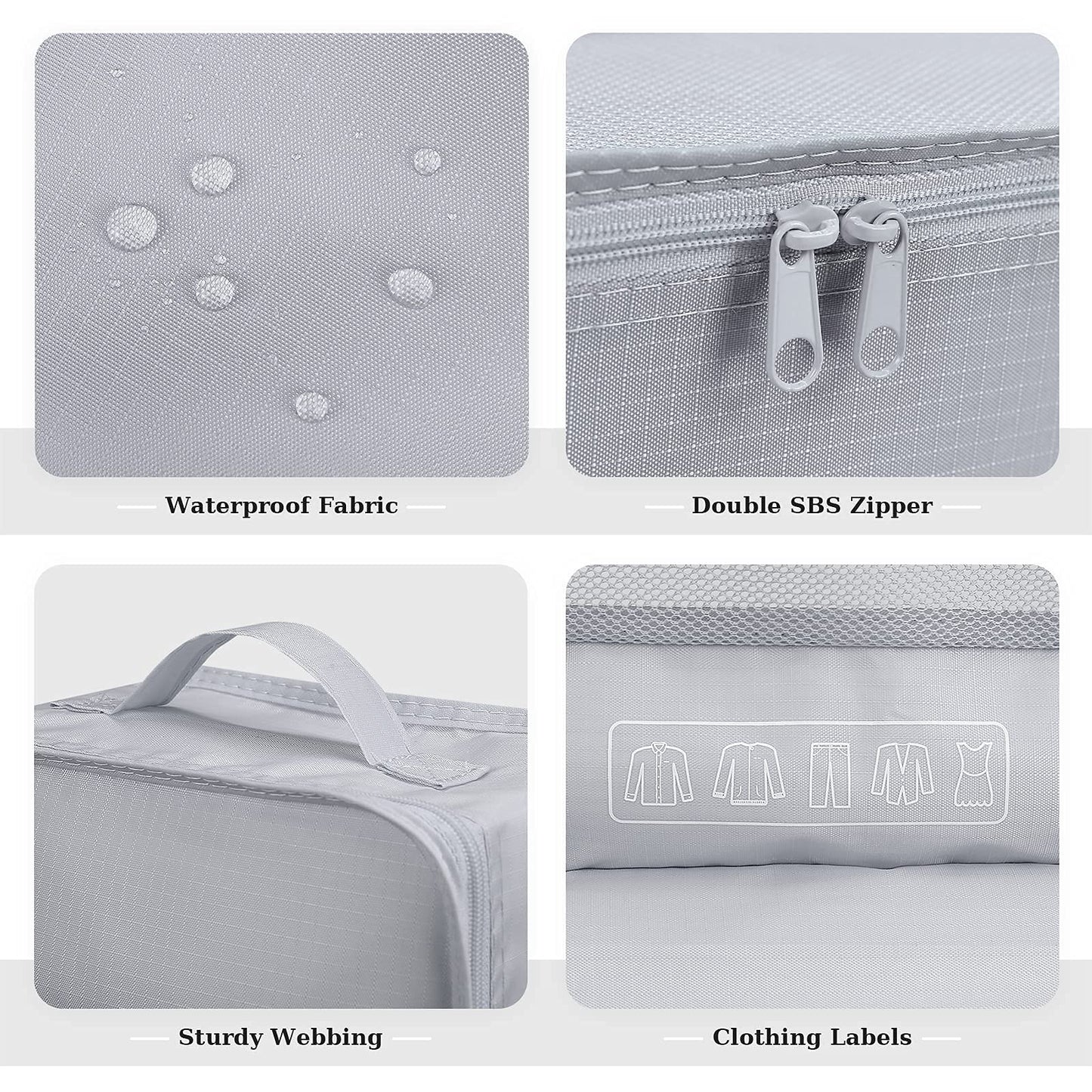 Suitcase Organizer,Mossio 6 Pack Travel Essential for Clothes Cosmetics Toiletries Grey