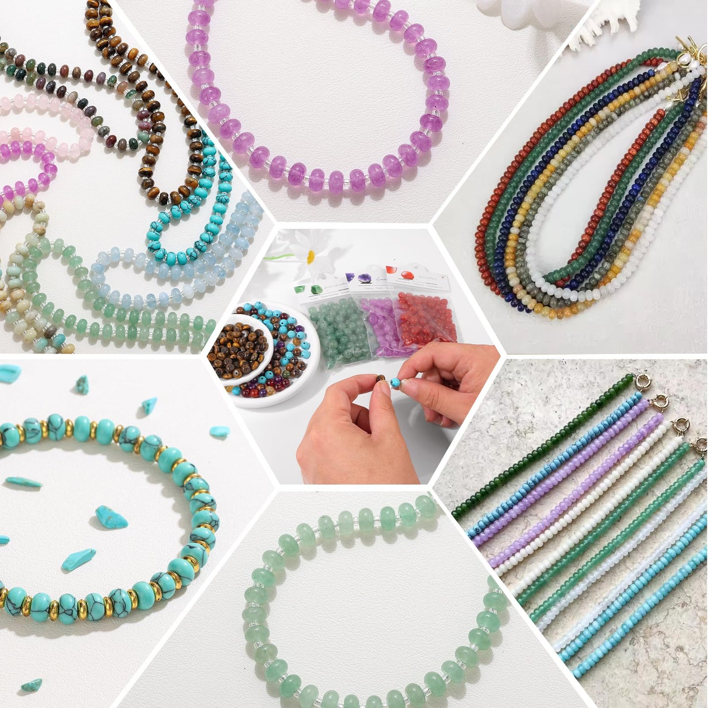 Raicegs 100pcs 5×8mm Rondelle Labradorite Beads Natural Gemstone Beads Abacus Disk Stone Loose Beads for Jewelry Making DIY Bracelets Necklace