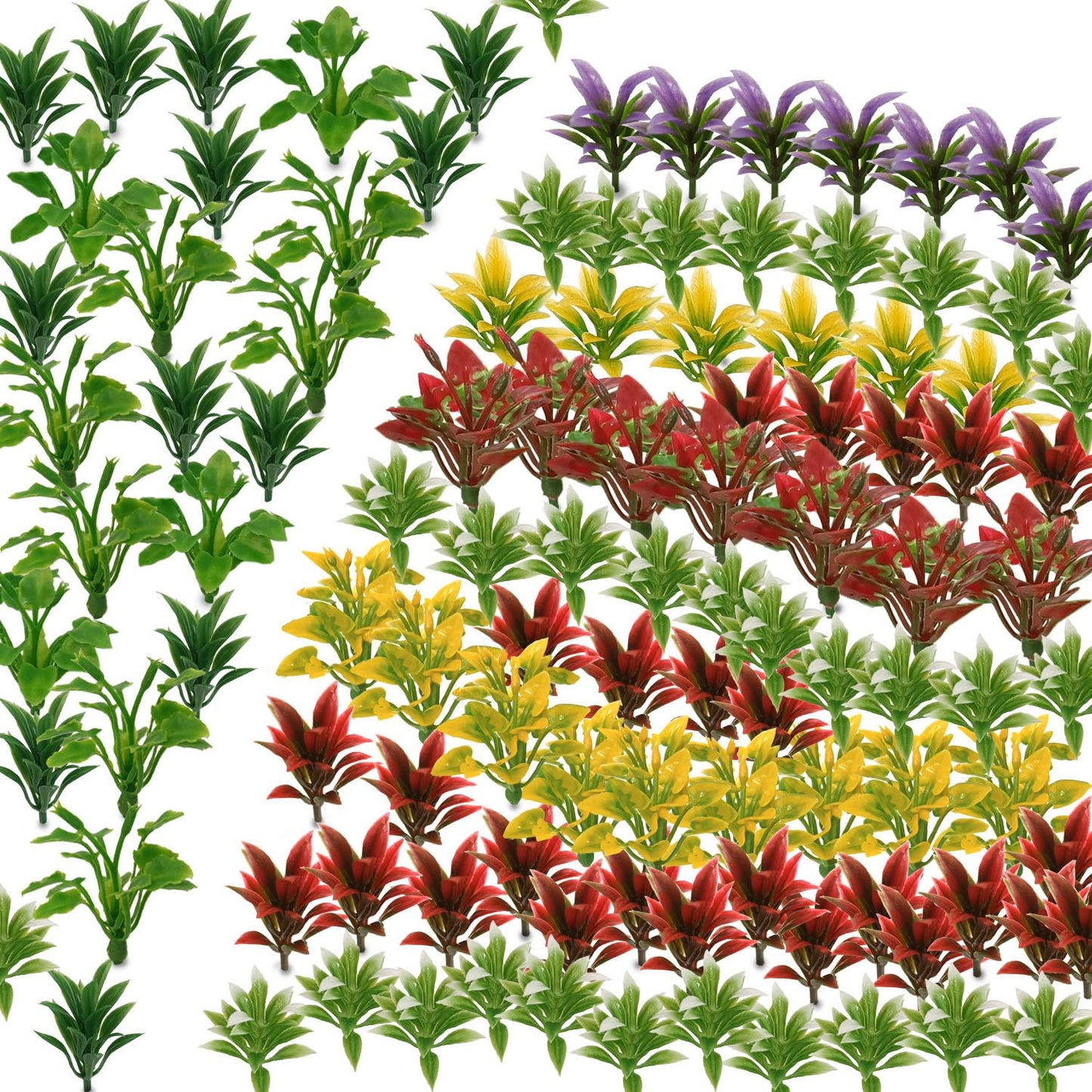 OrgMemory Mini Model Grass, 200 Pcs, Mixed Model Plants, Miniature Plants for School Project DIY Miniature Colorful Flower