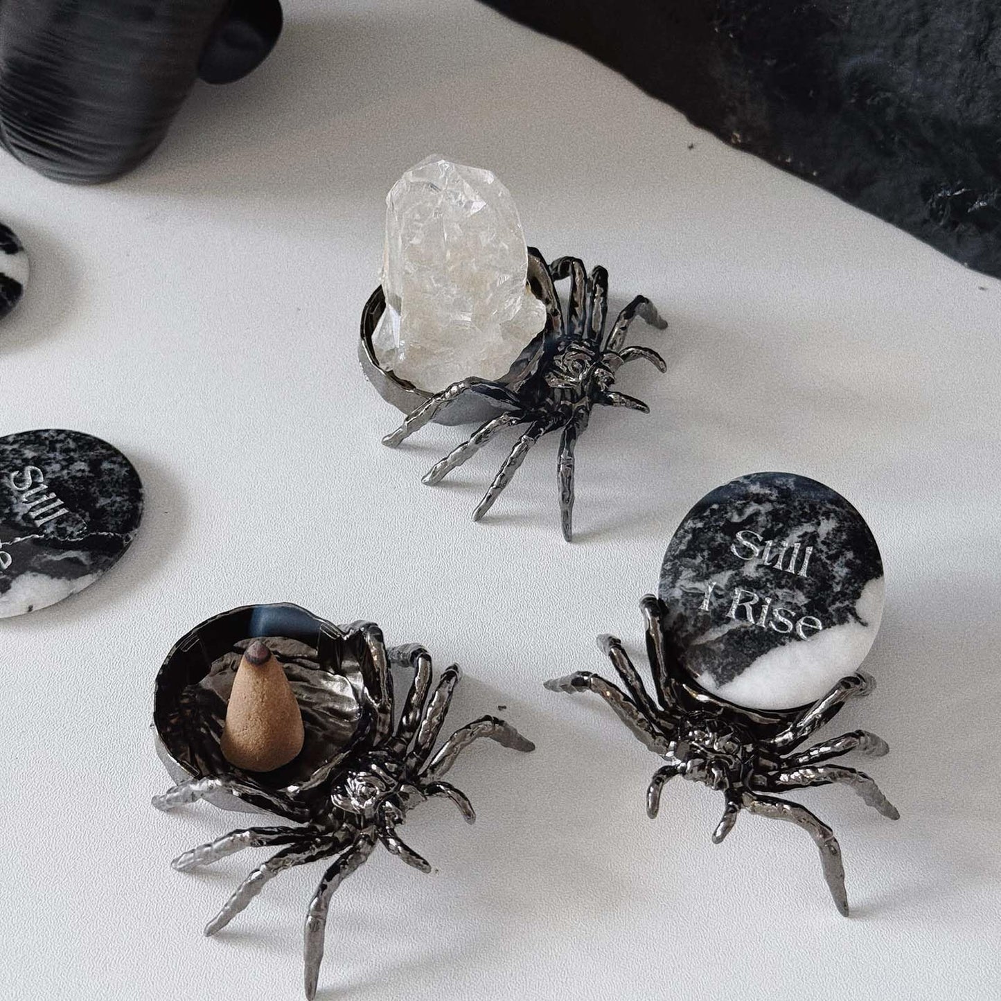 4 PCS Spider Incense Cone Holder Zen Aroma Diffuser Candle Holders, Halloween Decor Spiritual Reiki Table Ornament Healing Gift