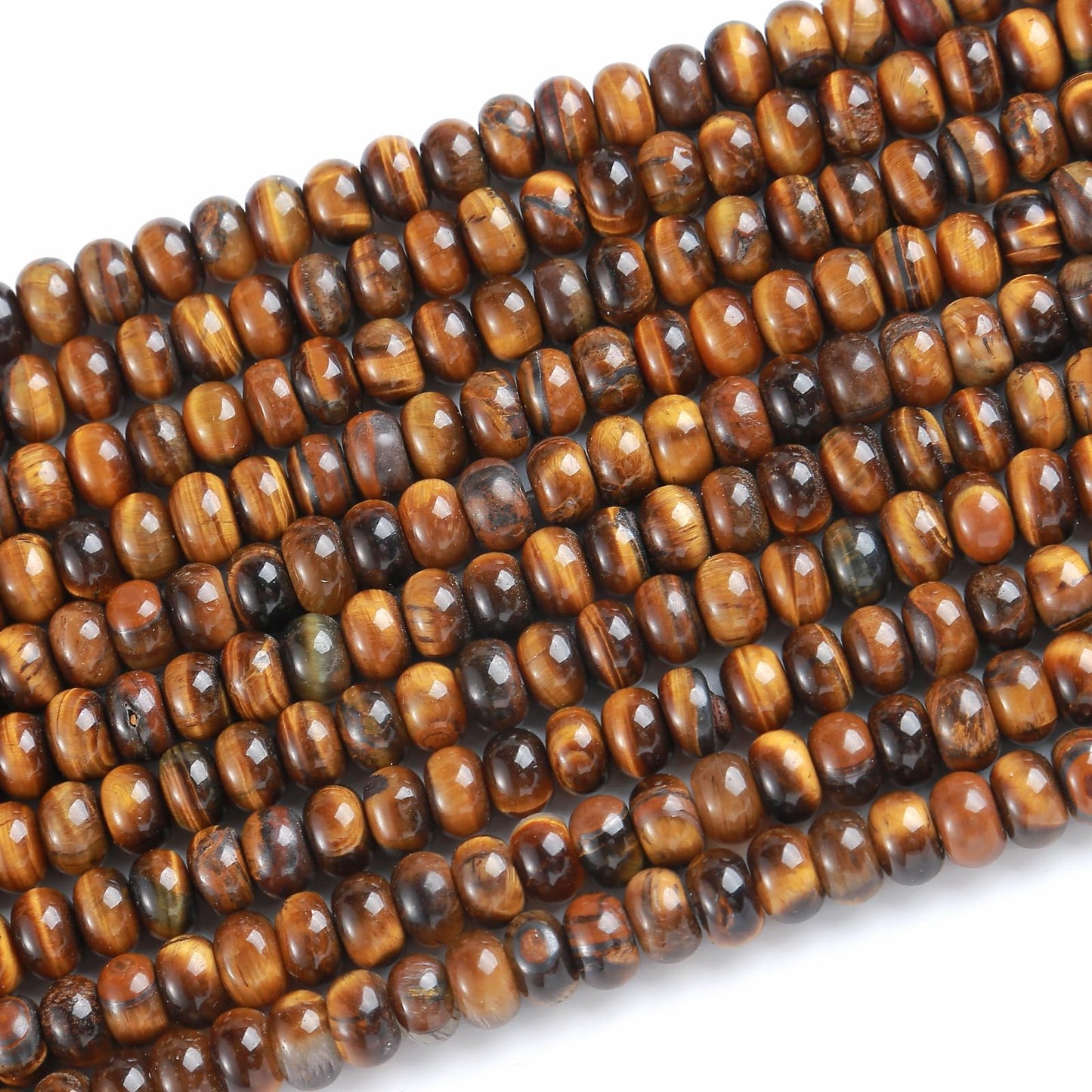 5x8mm 76pcs Natural Yellow Tiger Eye Stone Rondelle Spacer Loose Beads Abacus Disk Stone Round Loose Gemstone Beads for Jewelry Making DIY Bracelet Necklace