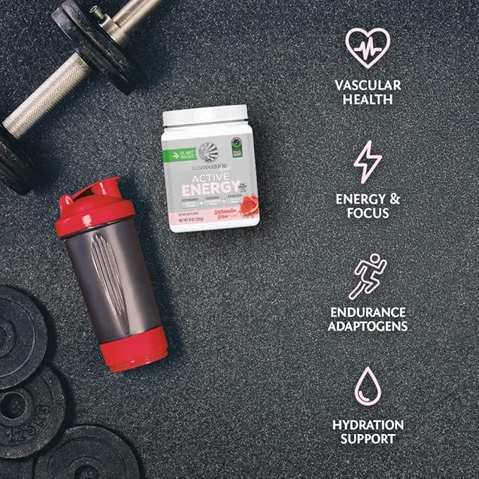 Sunwarrior Plant-Based Preworkout Powder Hydration Blend | Coconut Water Mushroom Blend Soy Free Sugar Free Gluten Free Dairy Free Synthetic Free | Watermelon Wave 30 Servings | Sport Active Energy