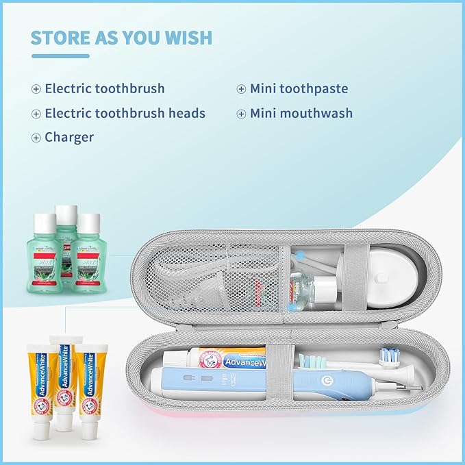 YINKE Travel Case for Oral B/io 7 8 9 /Oral-B Pro Smartseries/Philips Sonicare ProtectiveClean Electric Toothbrush, Hard EVA Case Protective Cover Storage Bag (gradient)