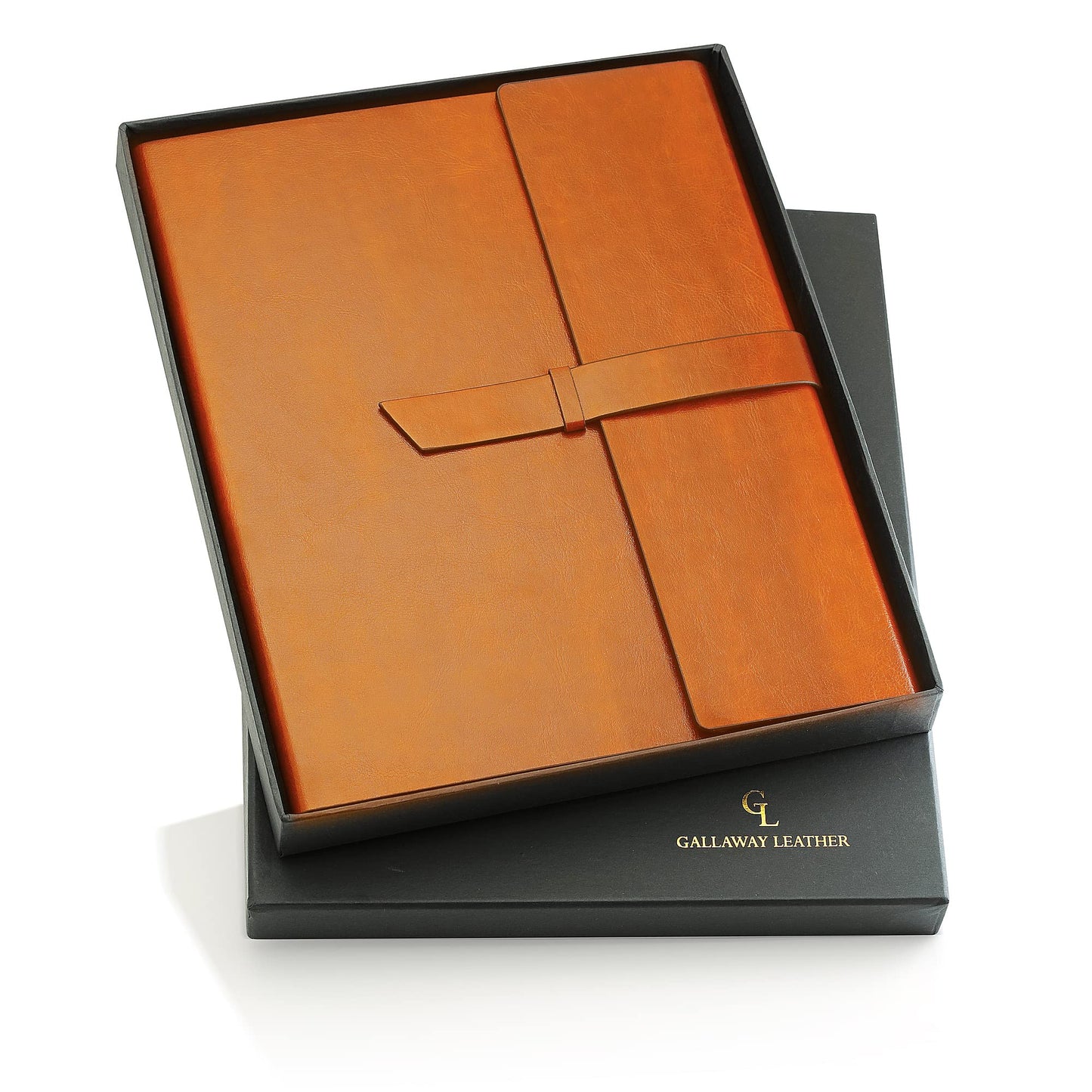 GALLAWAY LEATHER Desk Pad Large and Padfolio (Amber Brown) Bundle - Brown